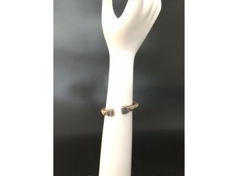 In The Style Of Yurman -  Cable Bracelet Square End And Pale Blue Stone