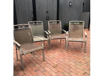 A Set Of 4 Outdoor Aluminum Framed Chairs With Sling Seats