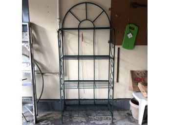 A Folding Lightweight Metal Outdoor Plant Stand/etagere/bakers Rack - 70'