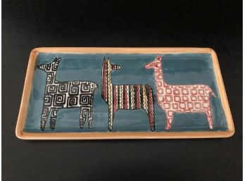 An Adorable West Elm Ceramic Plate With Chromatic Llamas