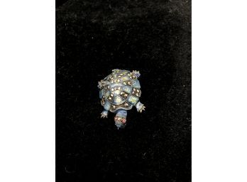 A Sterling And Embellished Turtle Pin - Beautiful Colors And Sparkle