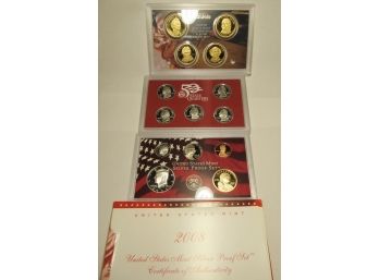 2008 Silver Proof Set With State Quarters And Presidential Dollars- 15 Coin Set