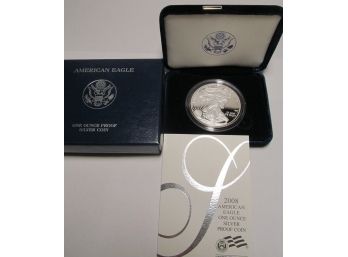 2008 One Ounce Silver Proof American Eagle With Box And COA