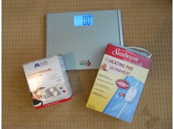 Bathroom Scale, Heating Pad And Blood Pressure Monitor