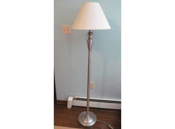 Brushed Aluminum Or Pewter Color Floor Lamp With Built In Dimmer