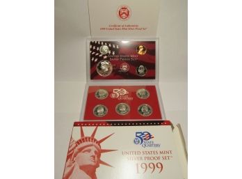 1999 Silver Proof Set With Quarters - 9 Coin Set
