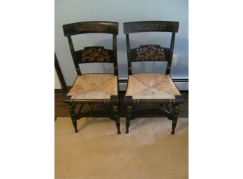 Pair Of Stenciled Hitchcock Like Chairs