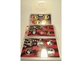 2007 Silver Proof Set With State Quarters And Presidential Dollar Sets - 15 Coins