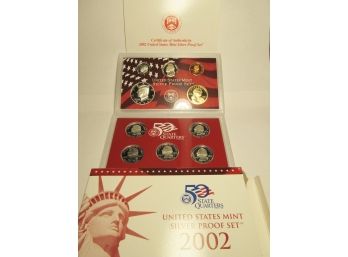 2002 Silver Proof Set With State Quarters - 10 Coin Set