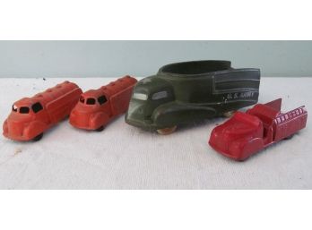 Vintage Die Cast And Space Age Hard Rubber US Army Truck Lot