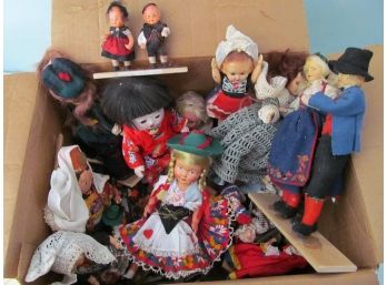 Box Lot Of Vintage Cloth, Plastic, Etc. Collector Dolls