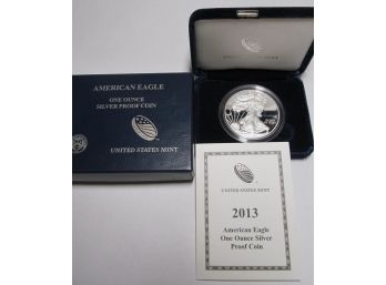 2013 One Ounce Silver Proof American Eagle With Box And COA