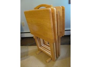 Wooden TV Trays In Stand