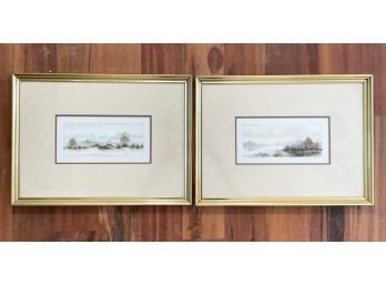 A Pair Of Framed 'River Scene' Prints