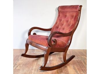 Velvet Upholstered Empire Rocking Chair