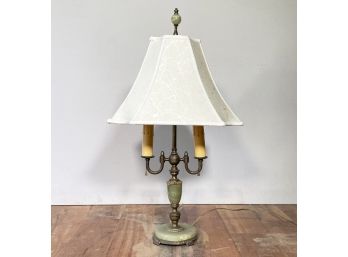 An Antique Onyx And Bronze Lamp