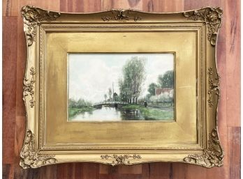 An Antique Watercolor In Period Gilt Wood Frame