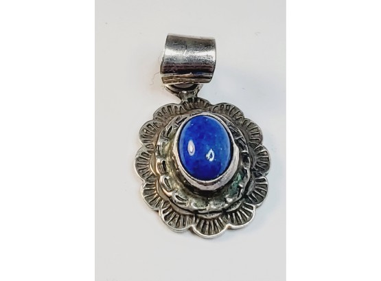 Vintage Sterling Silver Lapis Lazuli Stone Pendant