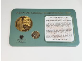 Abraham Lincoln Bicentennial 2 Coin Set Americas Mint Limited Edition 'Lincoln's Formative Years'