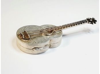 Incredible Vintage Wallace Sterling Silver Guitar Pill / Snuff  Box