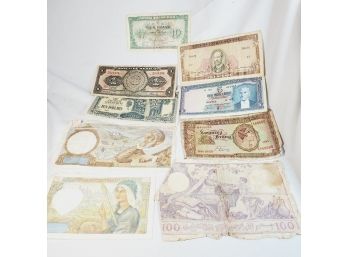 Vintage 9 Assorted Old Foreign Paper Currency #2