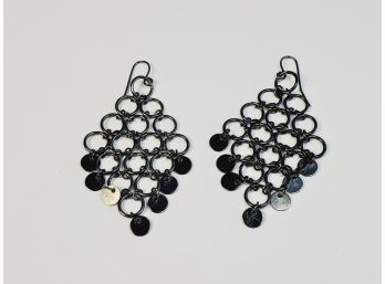 Modern Hanging Black Link Earrings