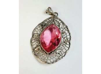 Vintage Large Pink Stone Pendant