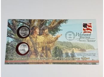 2005 Westward Journey Ocean In View Nickel First Day Cover And Coin Set Sealed In Original Envelope