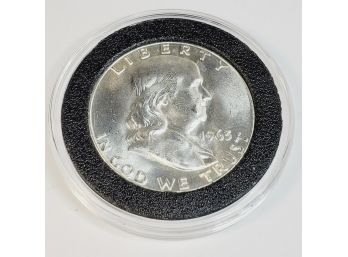 Brilliant Uncirculated 1963 Franklin Half Dollar(last Year Of Franklins)