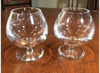 Absolutely Beautiful Pair Of Vintage STEUBEN Brandy Snifters - Excellent Condition - VERY HEAVY - Nice Pair !
