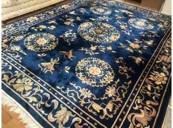 Gorgeous Vintage Oriental Rug - Cobalt Blue - Beautiful Colors - VERY Tight Weave - Been In Family 60 Years
