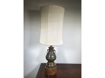 Beautiful Vintage / Antique Cloisonne / Champleve Brass Urn  Vase Converted To Lamp - Nice Quality Vase