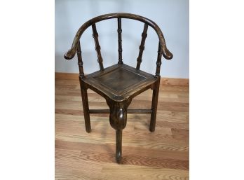 Fabulous Antique / Vintage Asian Corner Chair - Huanghuali ? Teak ? - Beautiful Old Piece - In Family 60 Years