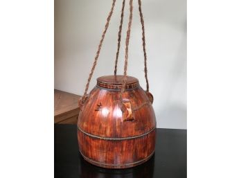 Wonderful Antique Woodenware Chinese Rice Or Water Bucket - Beautiful Patina - Very Nice Antique Piece