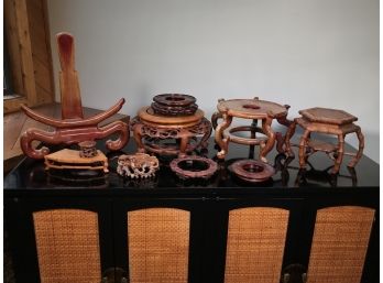 Fantastic Grouping Of Antique / Vintage Asian Stands / Platforms - (10) Ten Pieces Total - GREAT LOT !