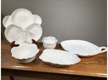 Fantastic White Cabbage Ware - Fine Bone China By Collinwood - Five (5) Pieces - All For One Bid - GREAT !