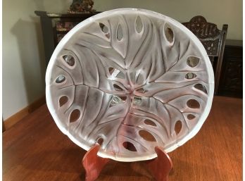 Phenomenal Vintage LALIQUE - FRANCE Crystal Large Footed Centerpiece / Bowl - Round With Leaves - LARGE PIECEW
