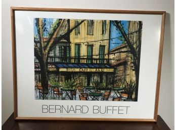 Lovely BERNARD BUFFET (1928-1999) Framed Print - Le Cafe Des Arts - Saint Tropez - Print Dates From 1979