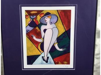 Beautiful Deco Style Serigraph By LINDA LeKNIFF - Entitled ' Debbie ' - 1998 Signed - Certificate On Reverse