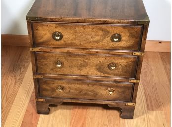 Fantastic Drexel Heritage Campaign Style Chest / Stand - Fruitwood - Three Drawers / Brass Hardware  - Nice !