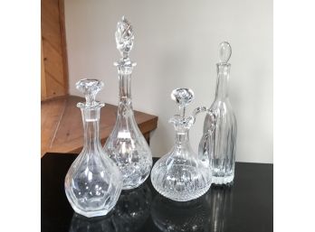 Group Lot Of Four (4) Vintage Crystal Decanters Including St. Louis - Very Nice Group - Use Or Display !