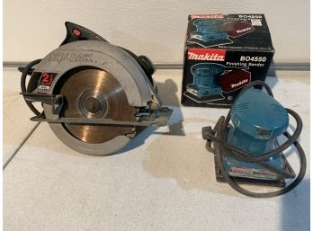 7 1/4 Inch Skill Saw, 7 1/4 Carbide Tip Blade,Sander & Box With Paperwork