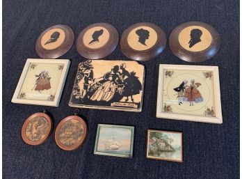 11 Vintage Old Silhouettes & Framed Pictures