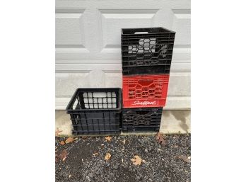 Four Plastic Milk Crates Great Shape Solid (No Cracks)