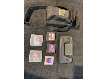 Sega Portable Game System With Case And Five Games