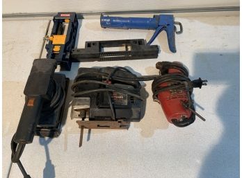 Saber Saw,Angle Drill, Sander,2 Router Jigs, Caulking Gun