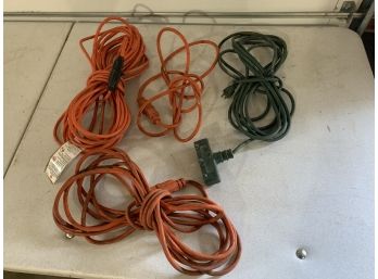 Four Electric Extension Cords,100,& Three Outlet,Two Others