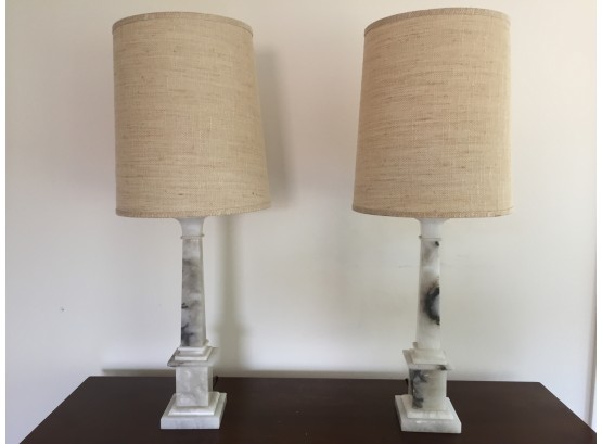 Pair Of Beautiful Mid Century Quartz Table Lamps