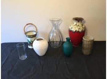 Seven Ceramic And Glass Vases