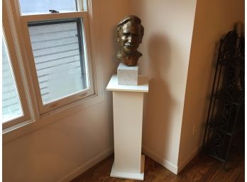 Plaster Cast Bust Of University Of Bridgeport President Dr. Leland Miles On Pedestal Base